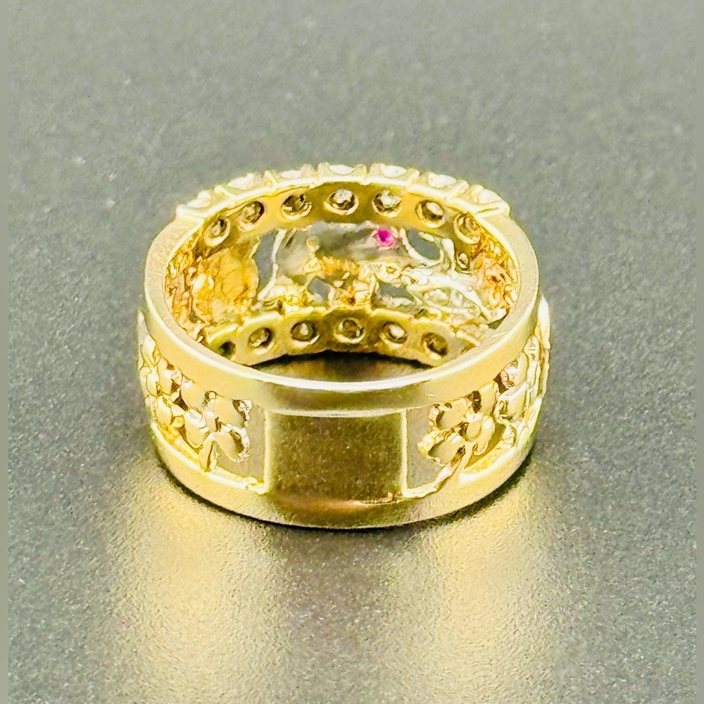 14K Yellow Gold Tri Color Men’s Good Luck/lucky Ring Size 8.5 Weight 5.7 Grams - Picture 12 of 16